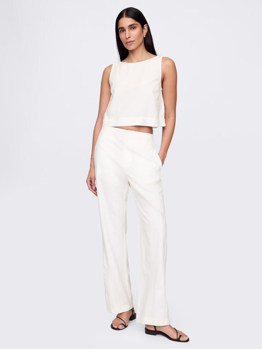 Sleeveless top in linen and viscose_1