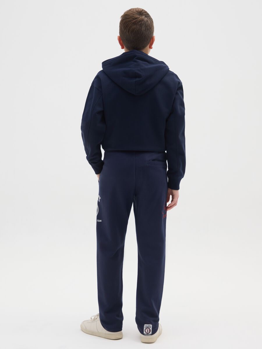 Joggers da ragazzo in puro cotone blu regular fit_1