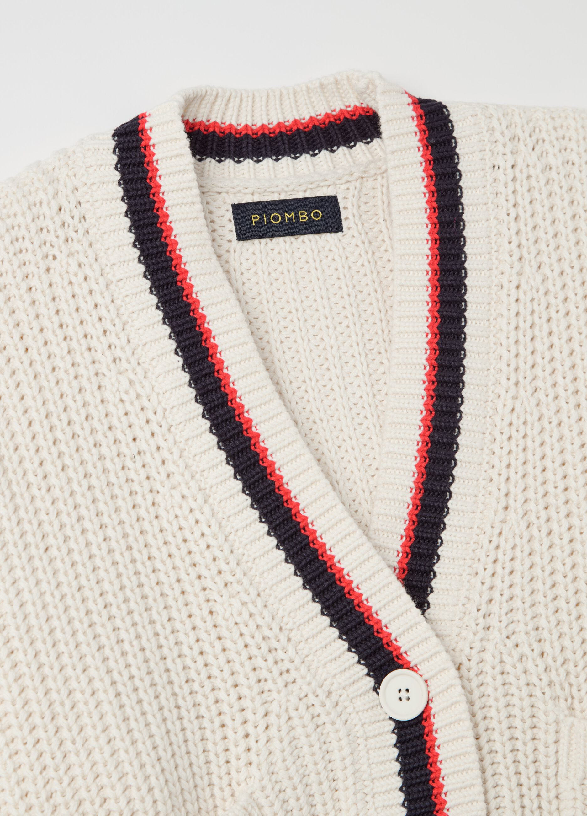 Cardigan con profili a contrasto