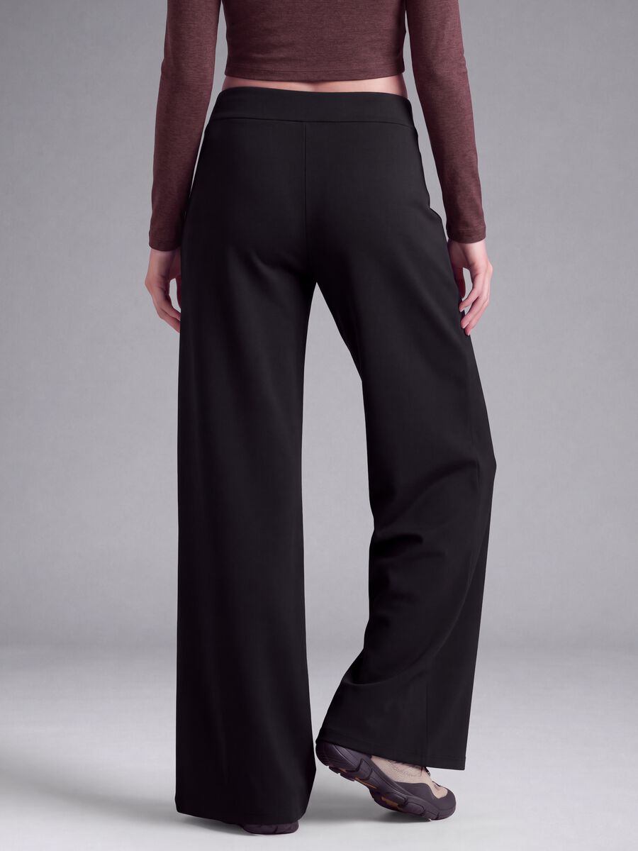 Pantaloni neri wide leg in tessuto elasticizzato ALTAVIA STUDIO_2