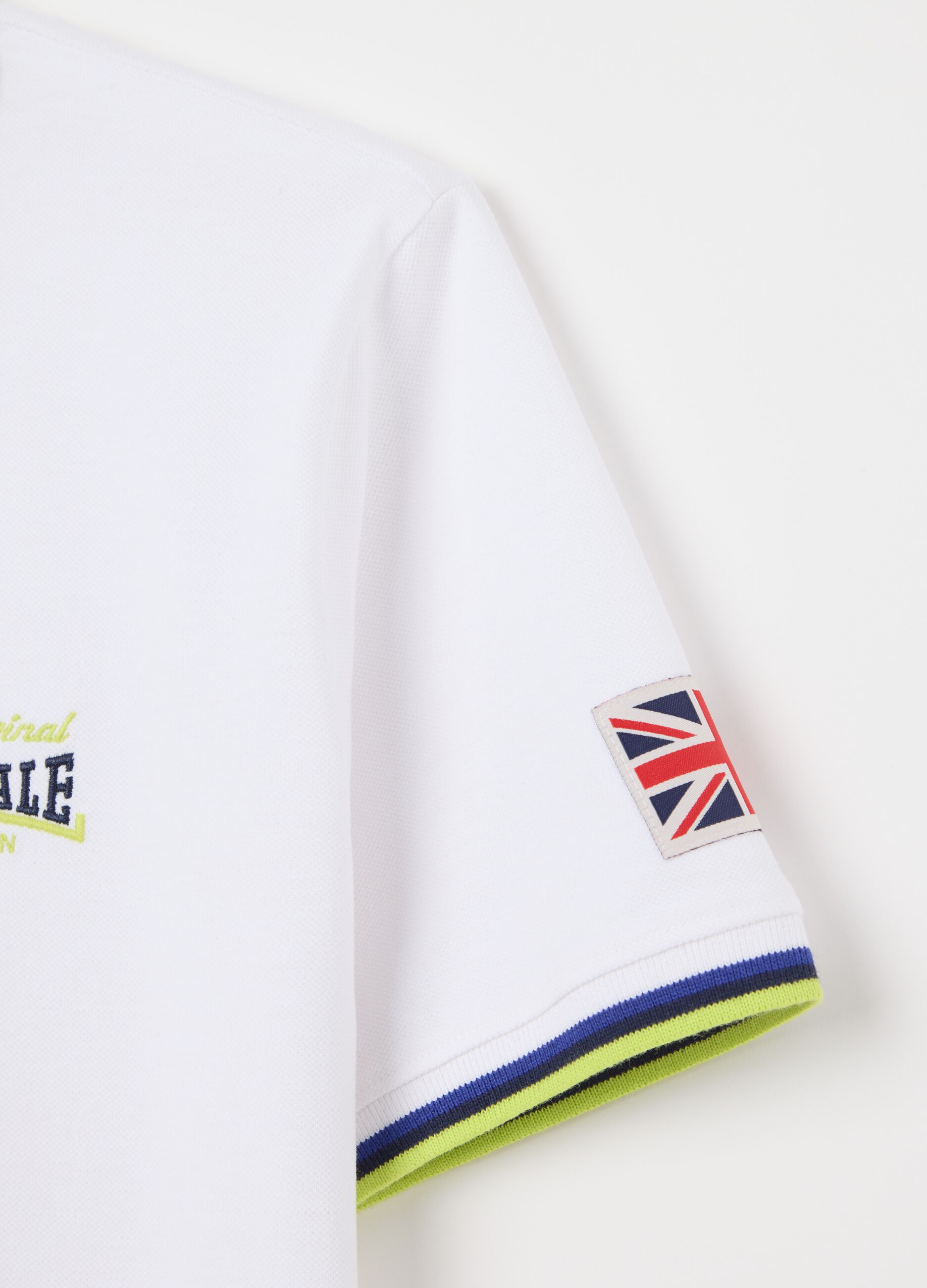 Polo a manica corta in cotone bianco