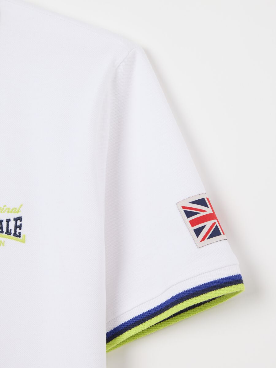 White short-sleeved polo shirt in cotton_5