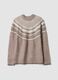 Beige jacquard crew-neck oversized jumper_0
