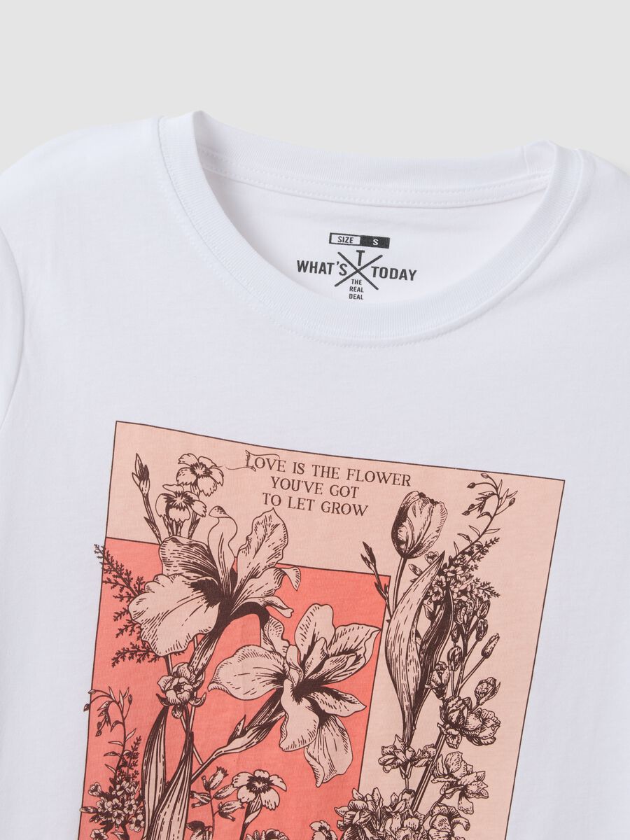 White pure cotton regular fit T-shirt with print_1