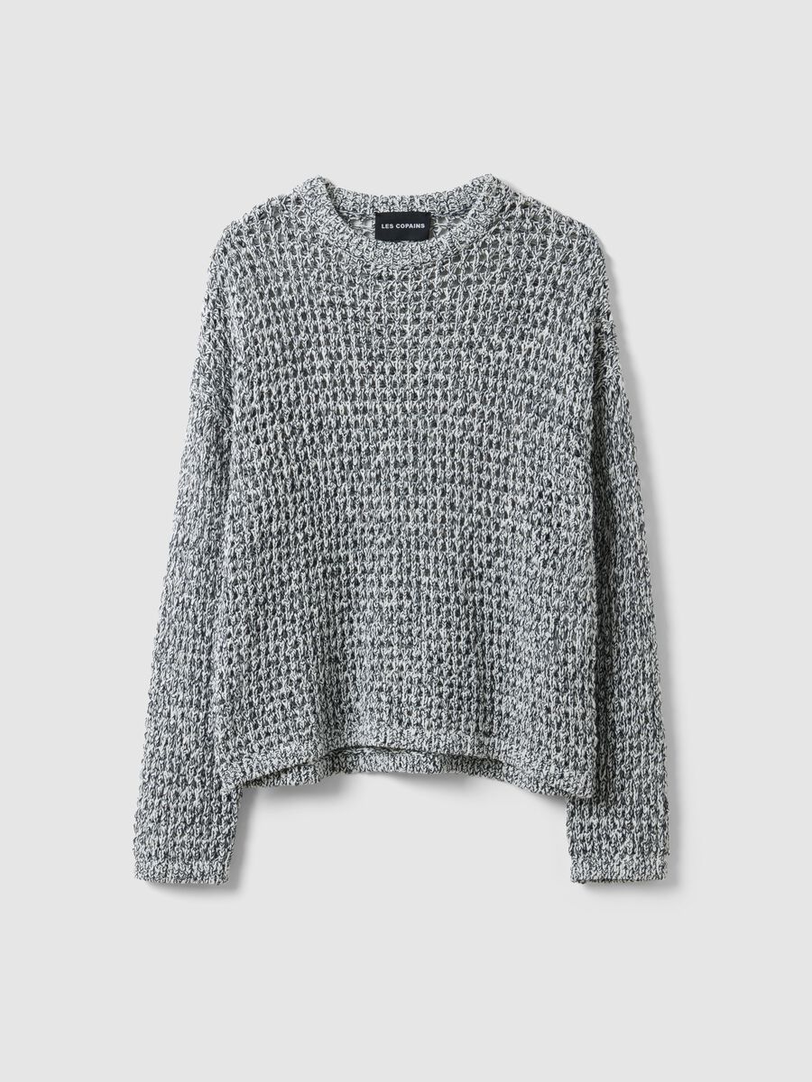 Pullover in misto cotone multicolor regular fit con design a maglia_0