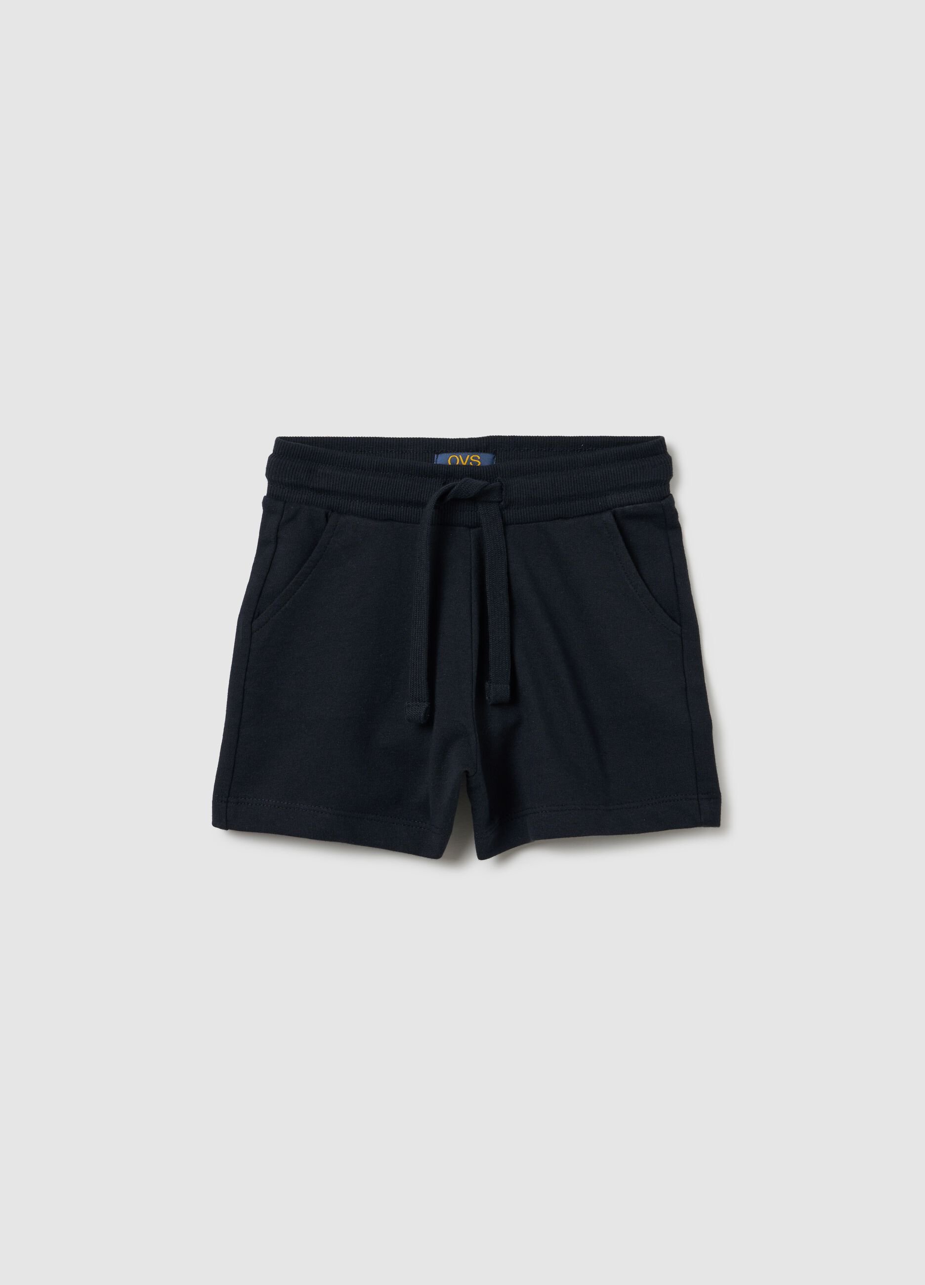 Shorts da bambina in puro cotone nero regular fit