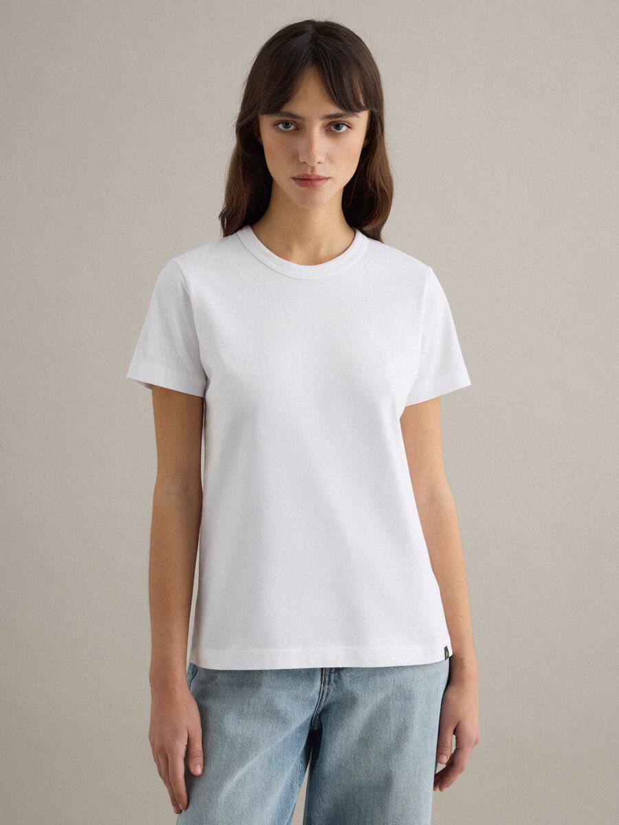 T-shirt girocollo in puro cotone bianca regular fit_1