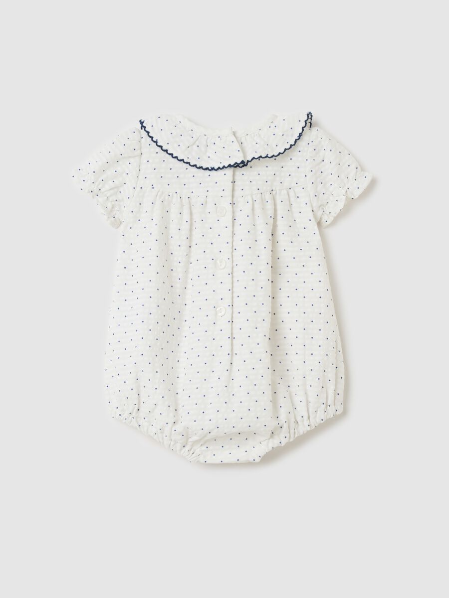Romper suit with striped motif polka dot pattern_1