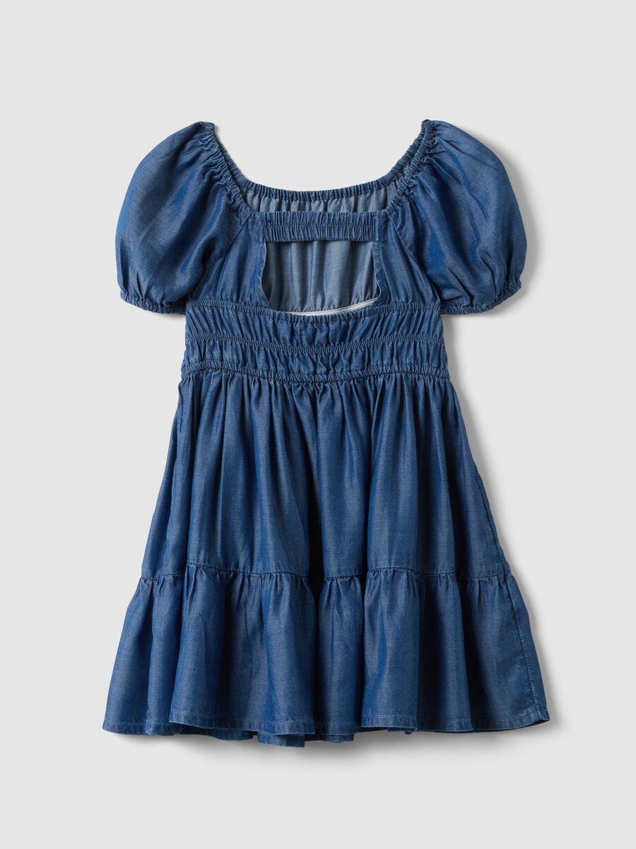 Vestito in puro lyocell blu da bambina regular fit con elastico_1