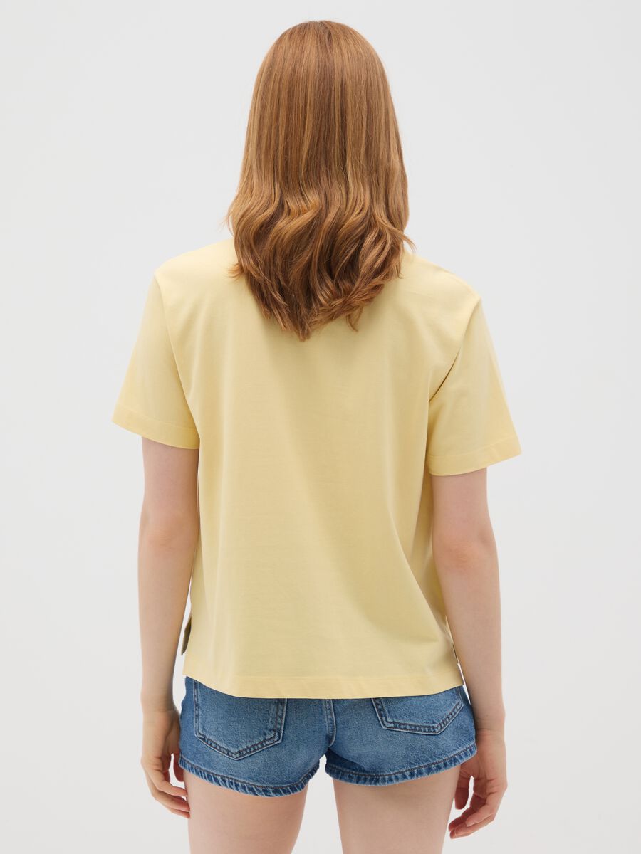 Yellow pure cotton women's T-shirt regular fit_2