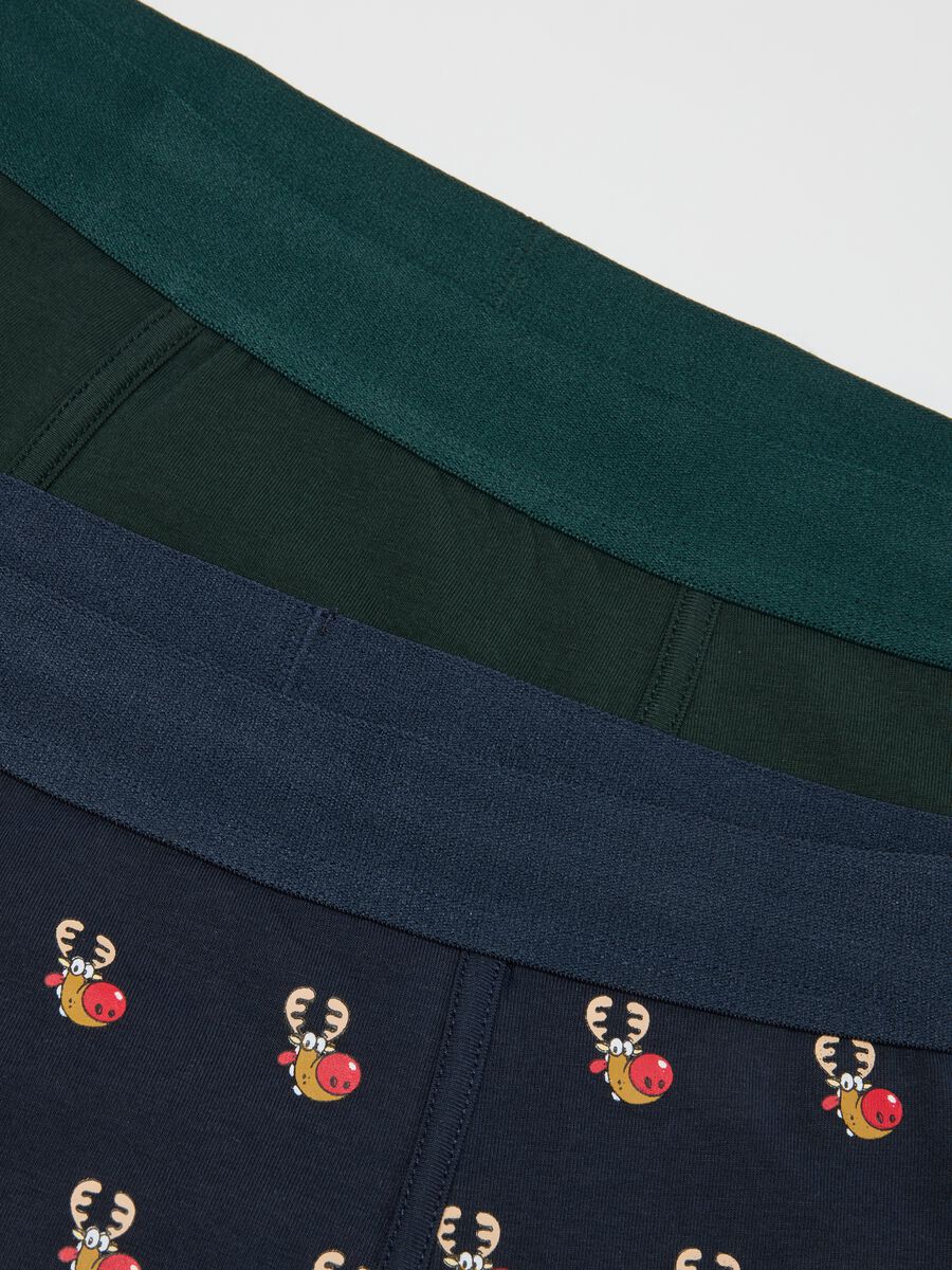 Christmas themed blue stretch cotton regular fit boxers_5