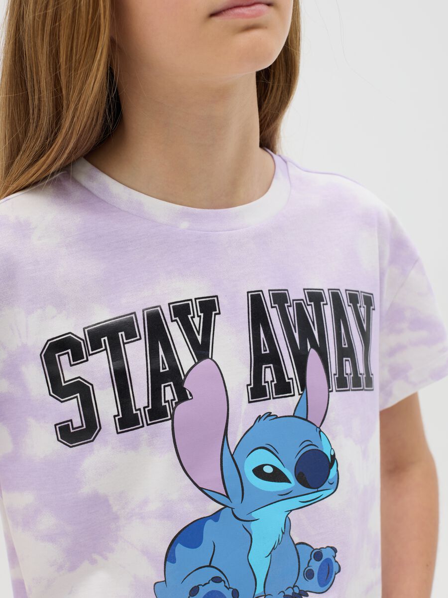 Girls' regular fit purple cotton T-shirt with Stitch print_1