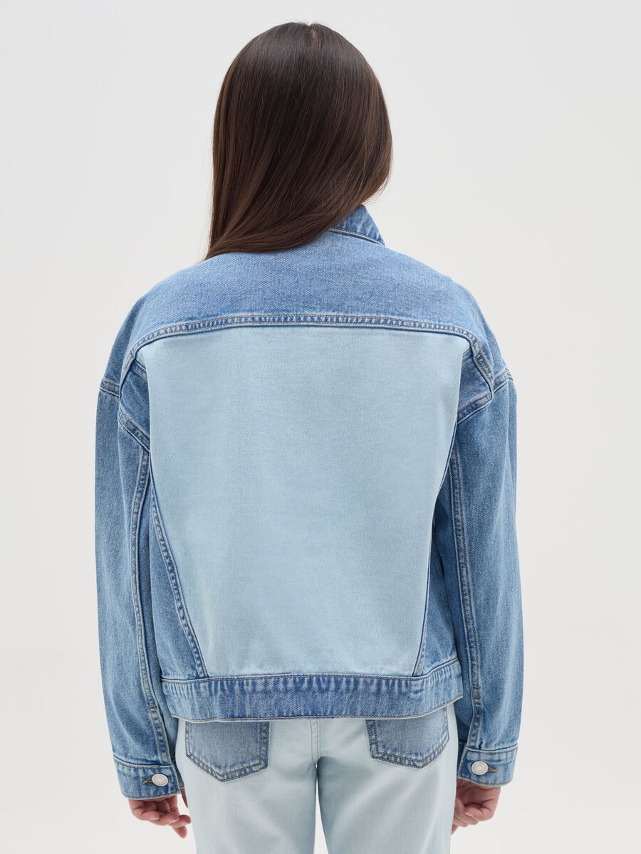 Double wash jacket in denim with beads_1