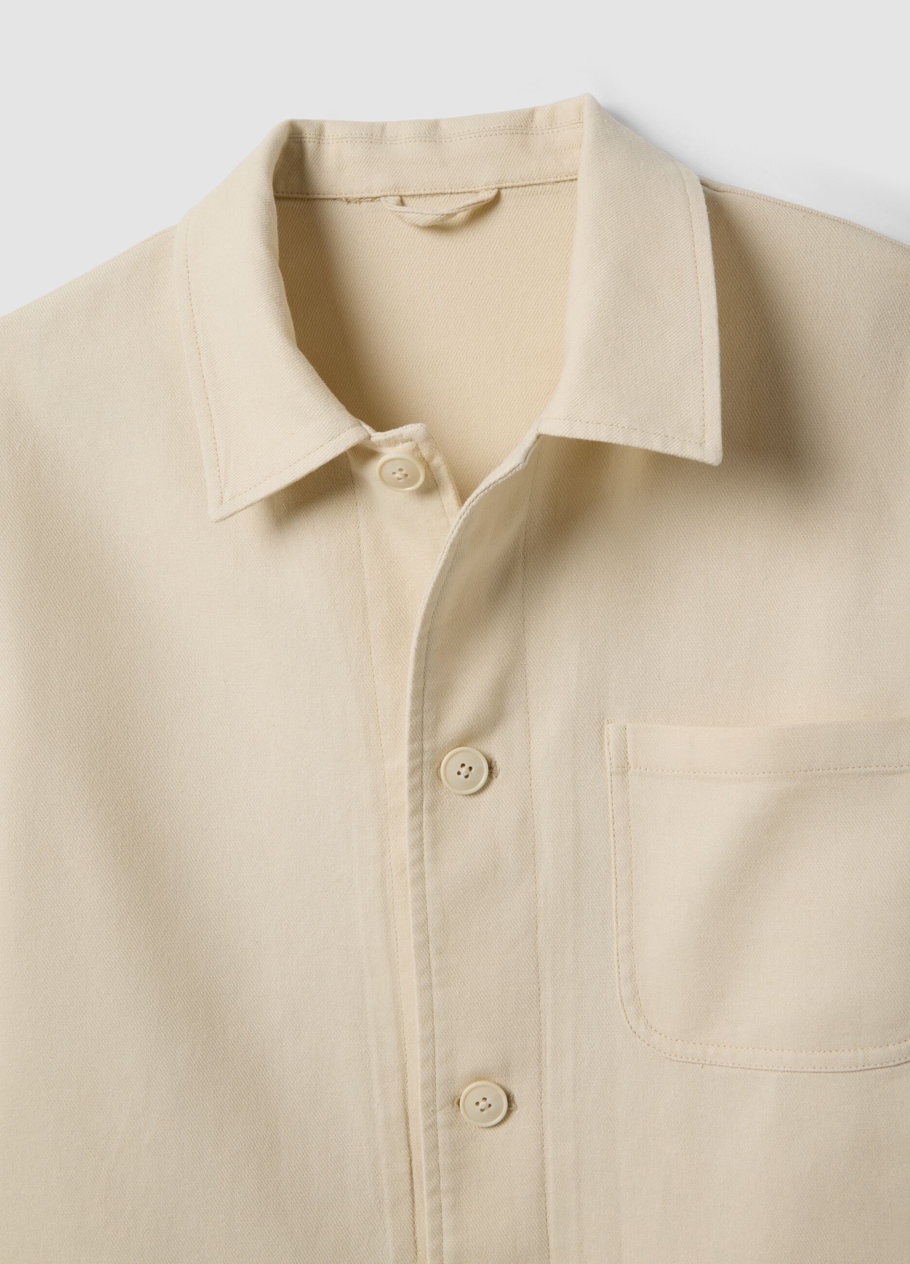 White regular fit linen-cotton blend jacket
