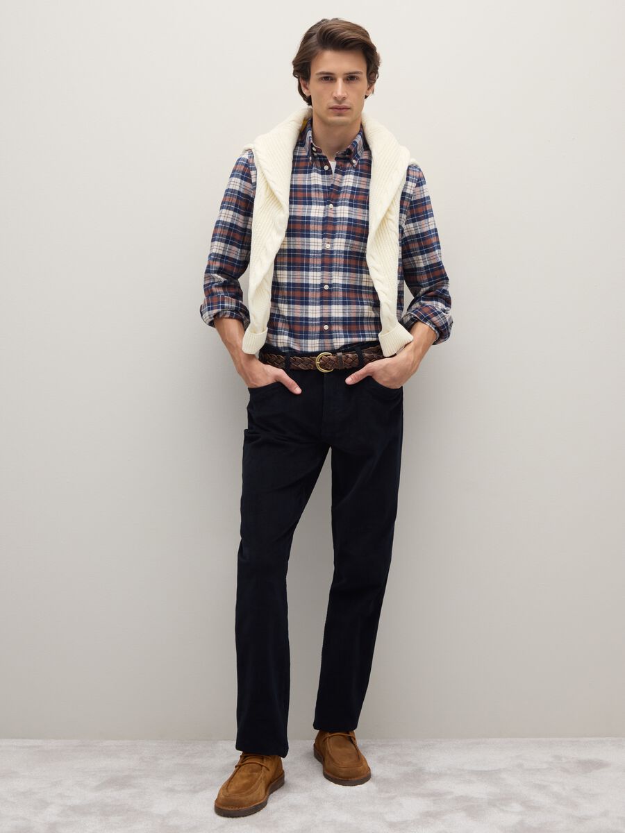 Multicolour long-sleeve shirt in pure cotton, regular fit, checked_2