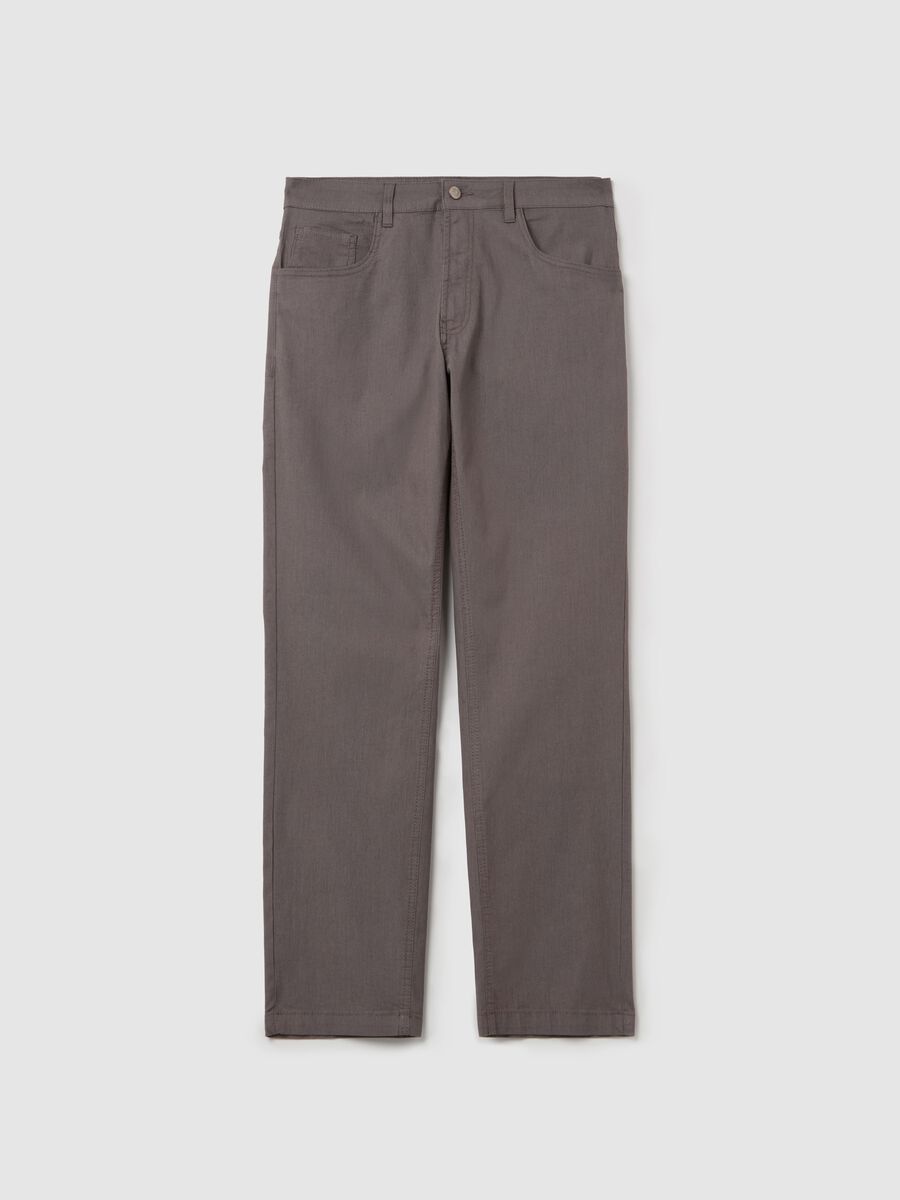 Five-pocket trousers with micro weave_4