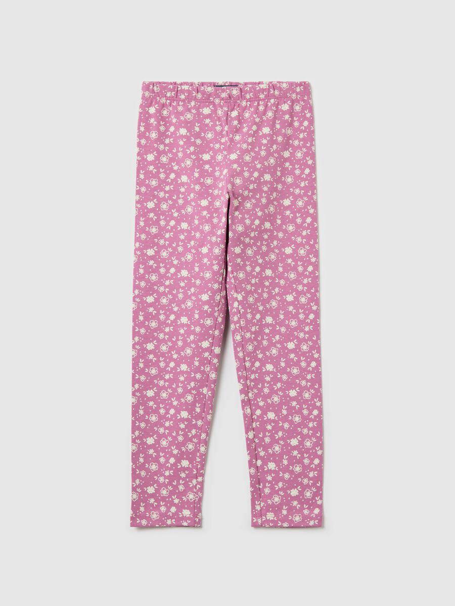 Leggings in stretch cotton with ditsy floral print_0