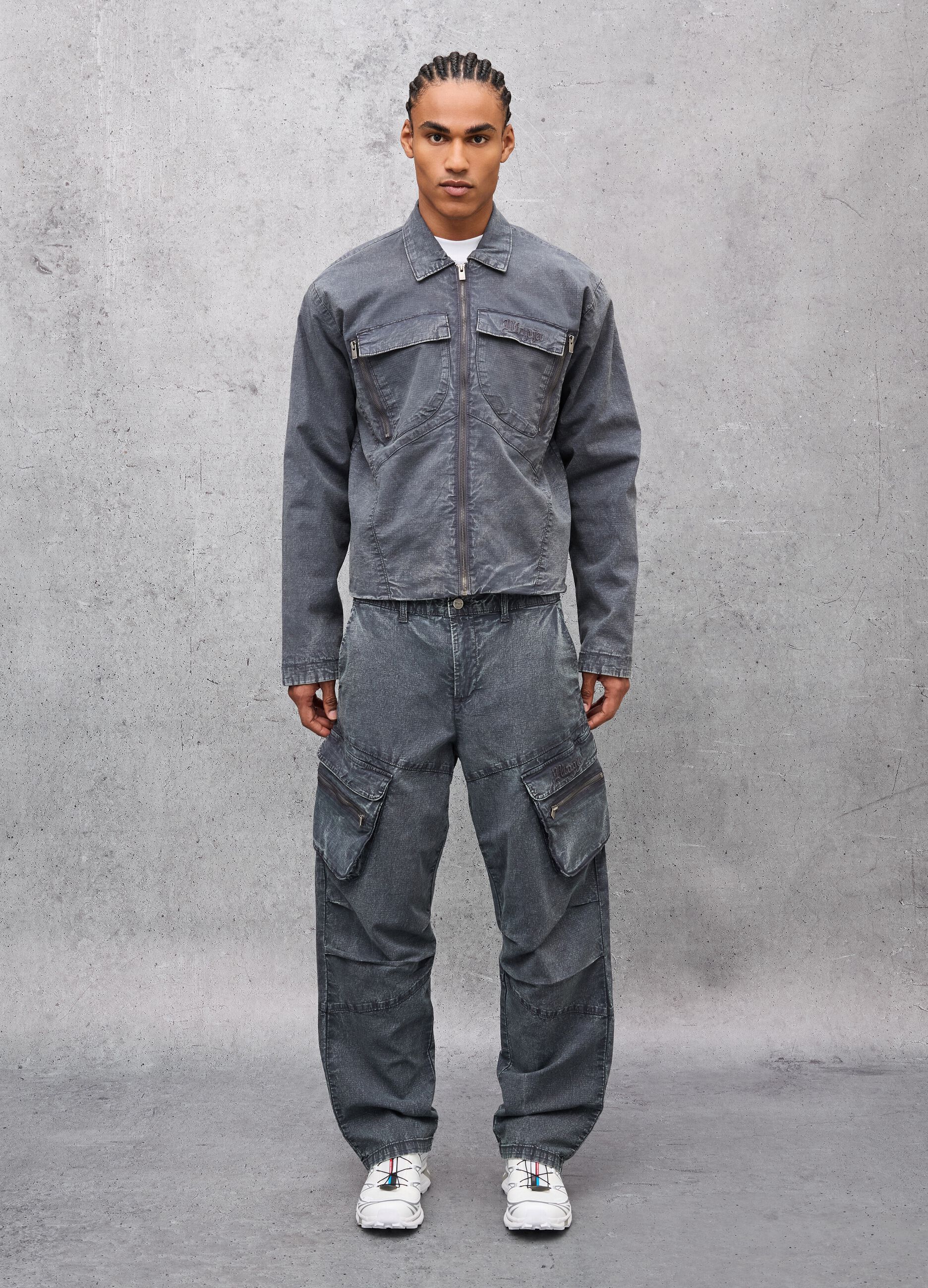 Washed Grey Cargo Trousers