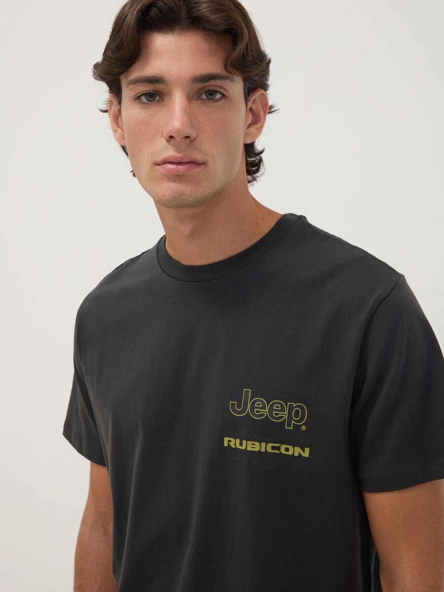 T-shirt grigia in puro cotone con stampa Jeep_1
