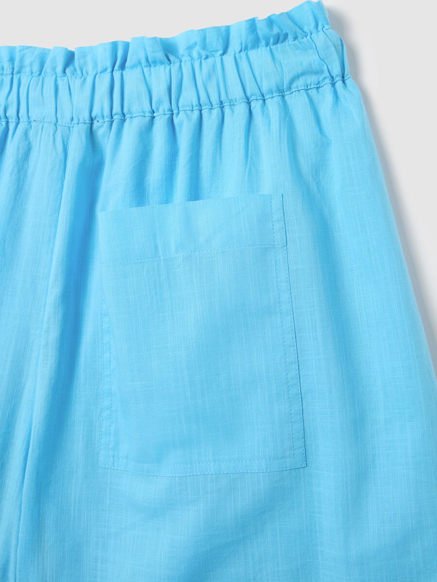 Women's light blue pure cotton shorts with regular fit_5