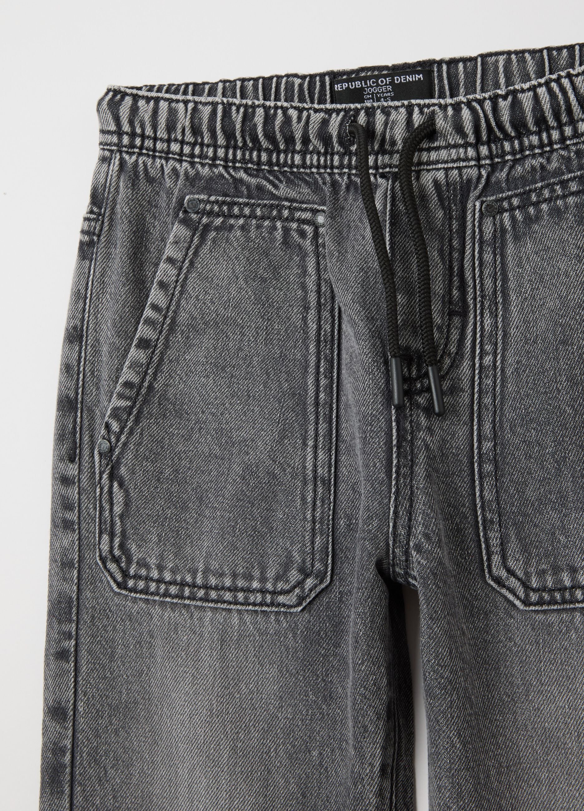 Children's grey cotton blend jeans with regular fit