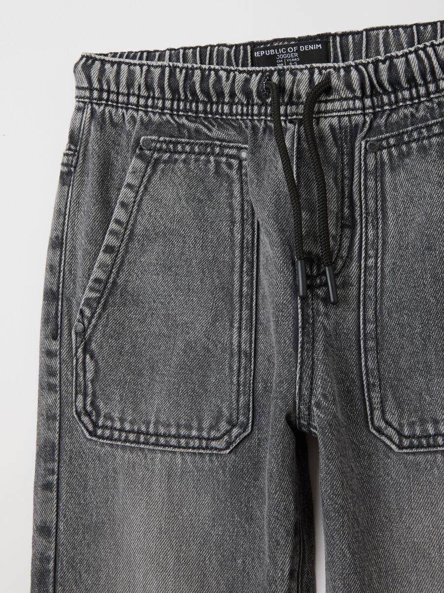 Children's grey cotton blend jeans with regular fit_2