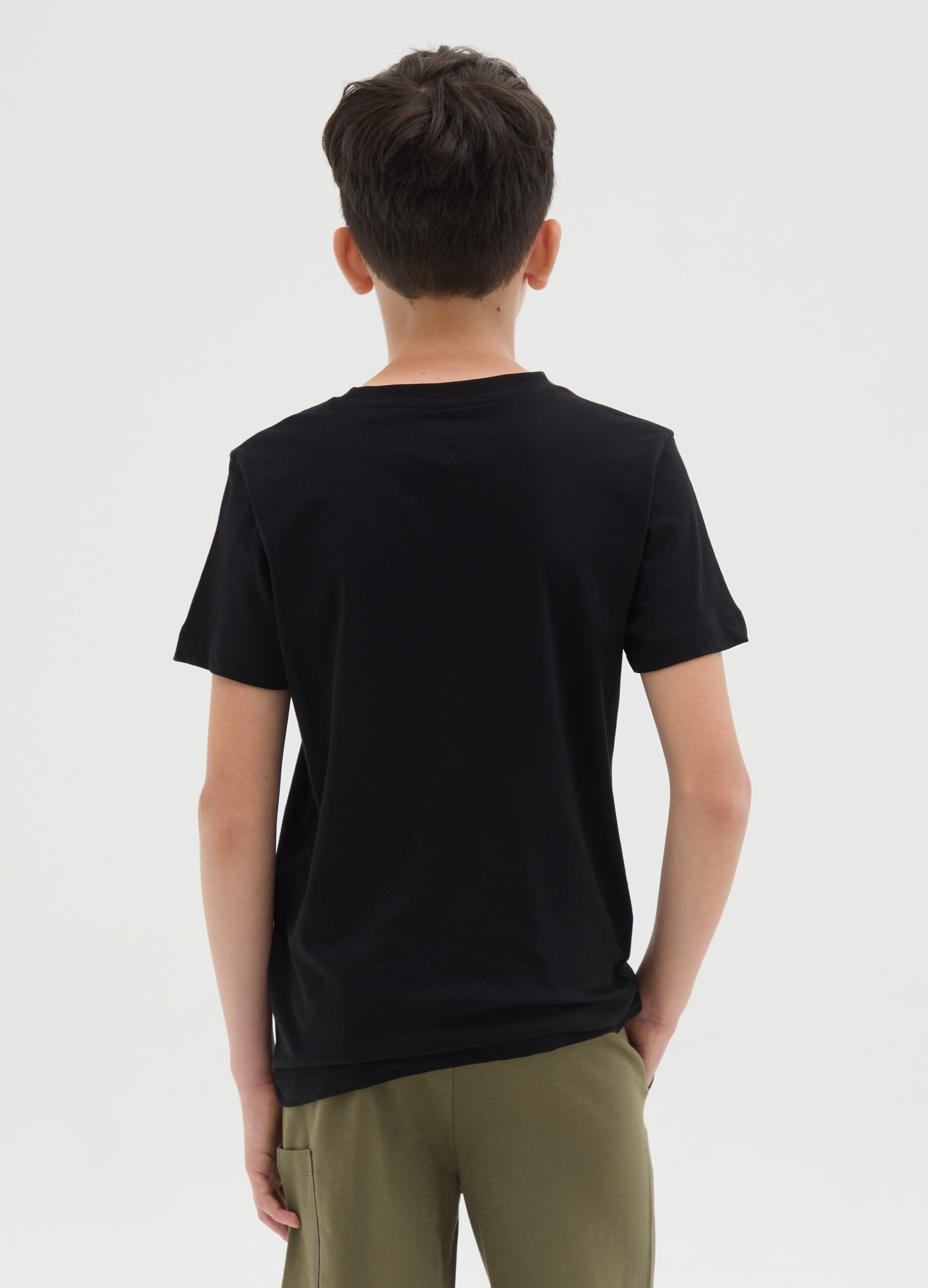 Black slim organic cotton t-shirt for boys