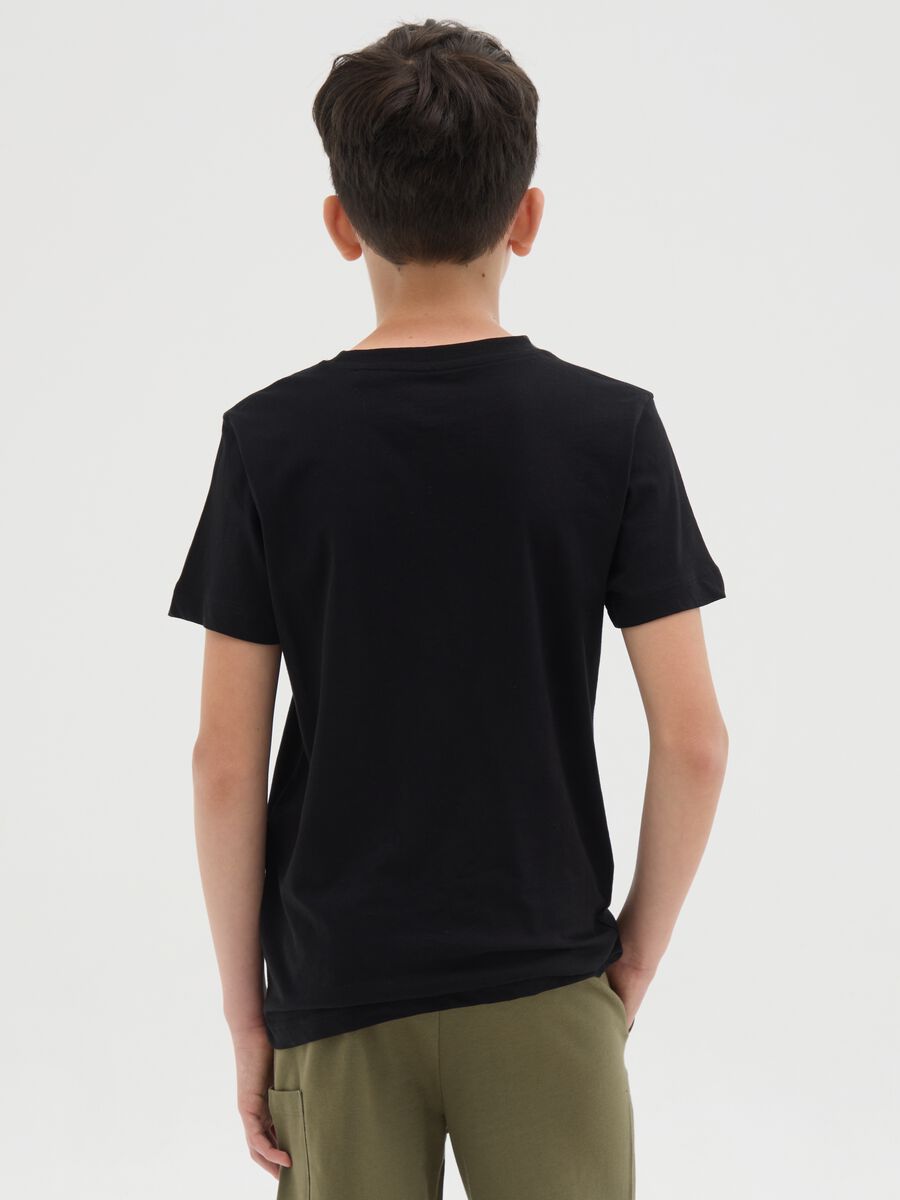 T-shirt da ragazzo in puro cotone nero slim fit_2