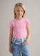 Pink short-sleeve girls' T-shirt regular fit with mesh texture_1