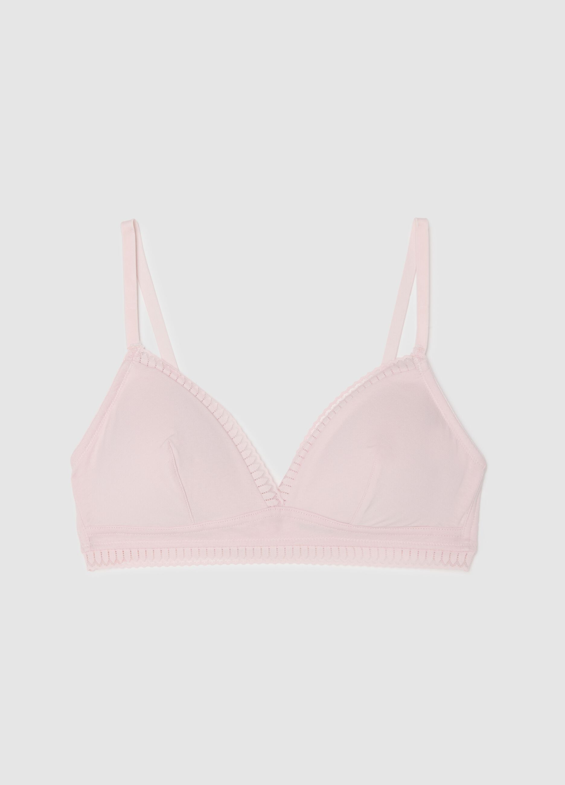 White Stretch Cotton Triangle Bra