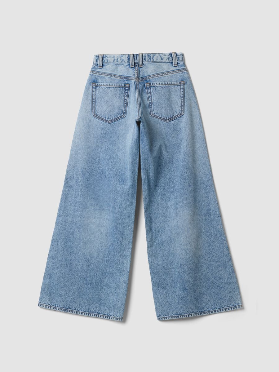 Jeans azzurri in puro cotone super wide leg_6