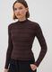 Brown fitted viscose-blend jumper with mock neck_0