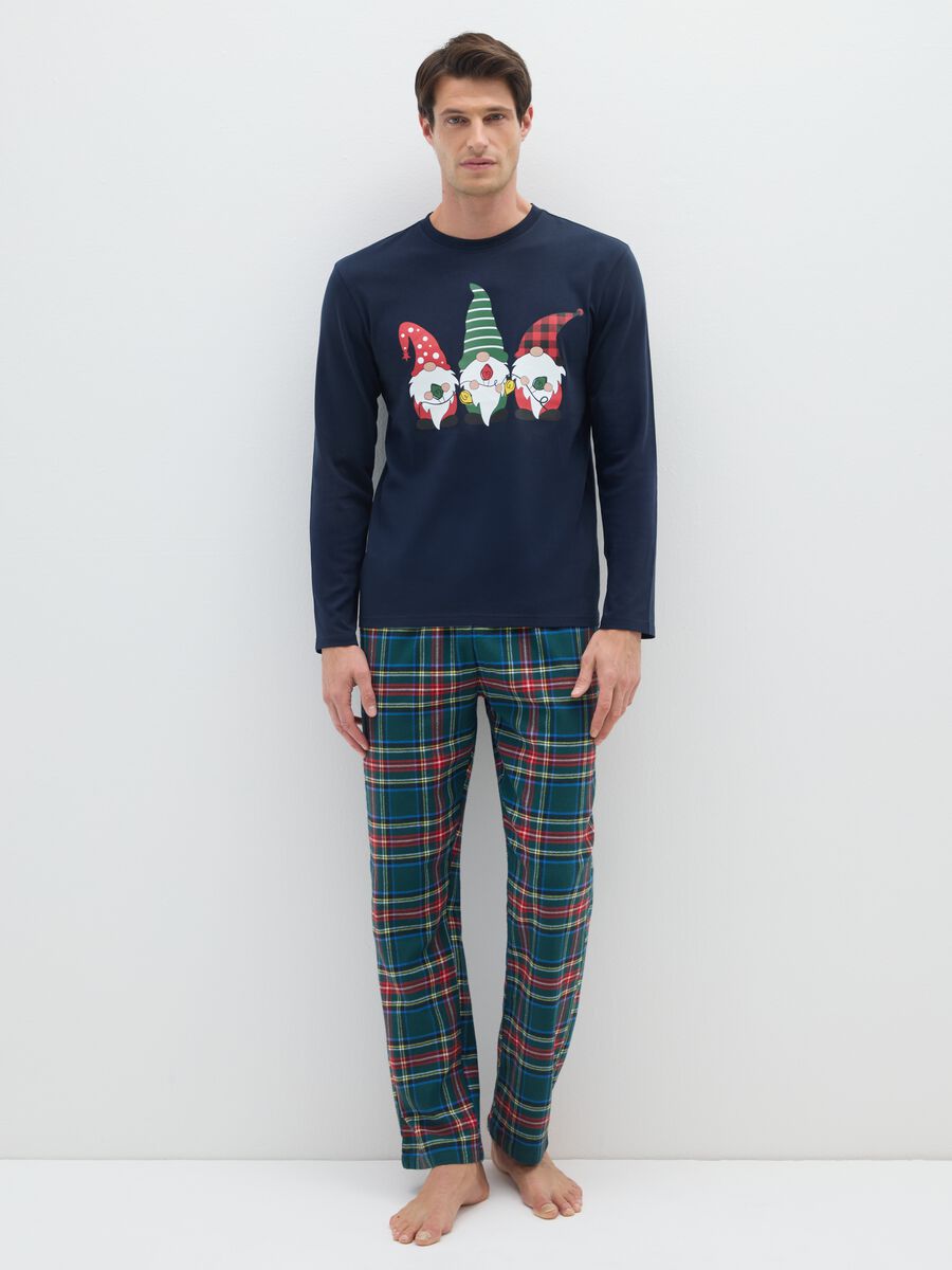 Blue pure cotton regular fit Christmas pyjama top_0