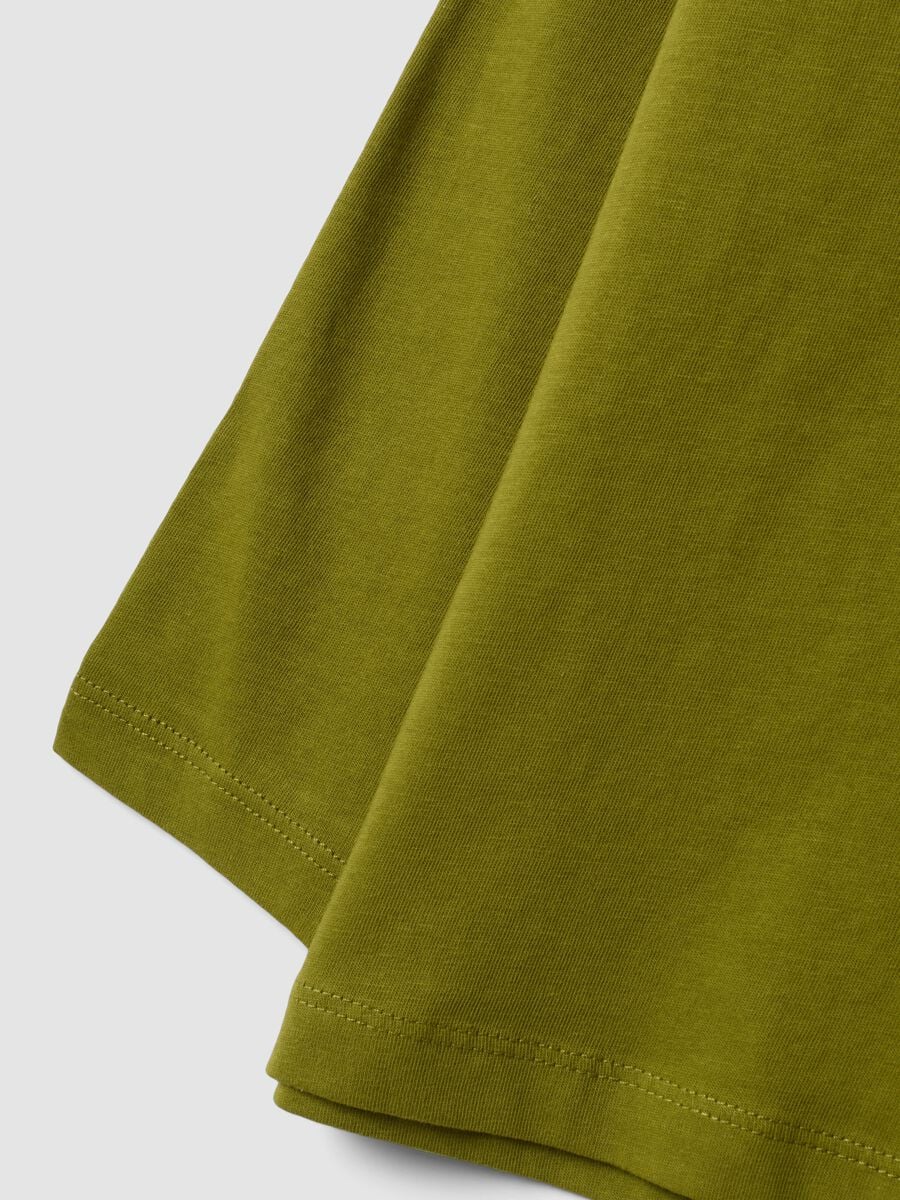 Green oversized pure cotton T-shirt with contrast print for boys_3