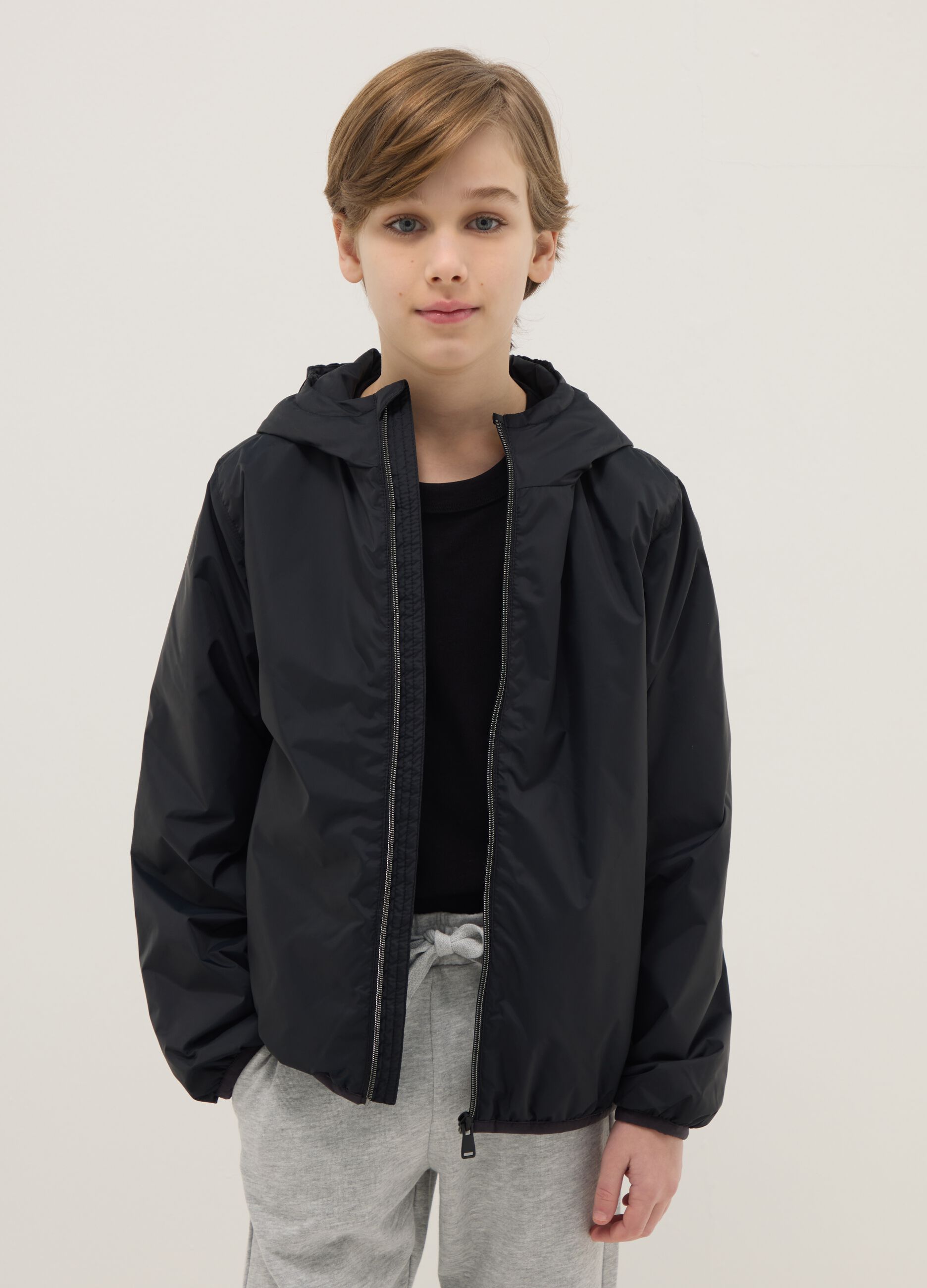 Boys' Light Black Jacket Regular Fit