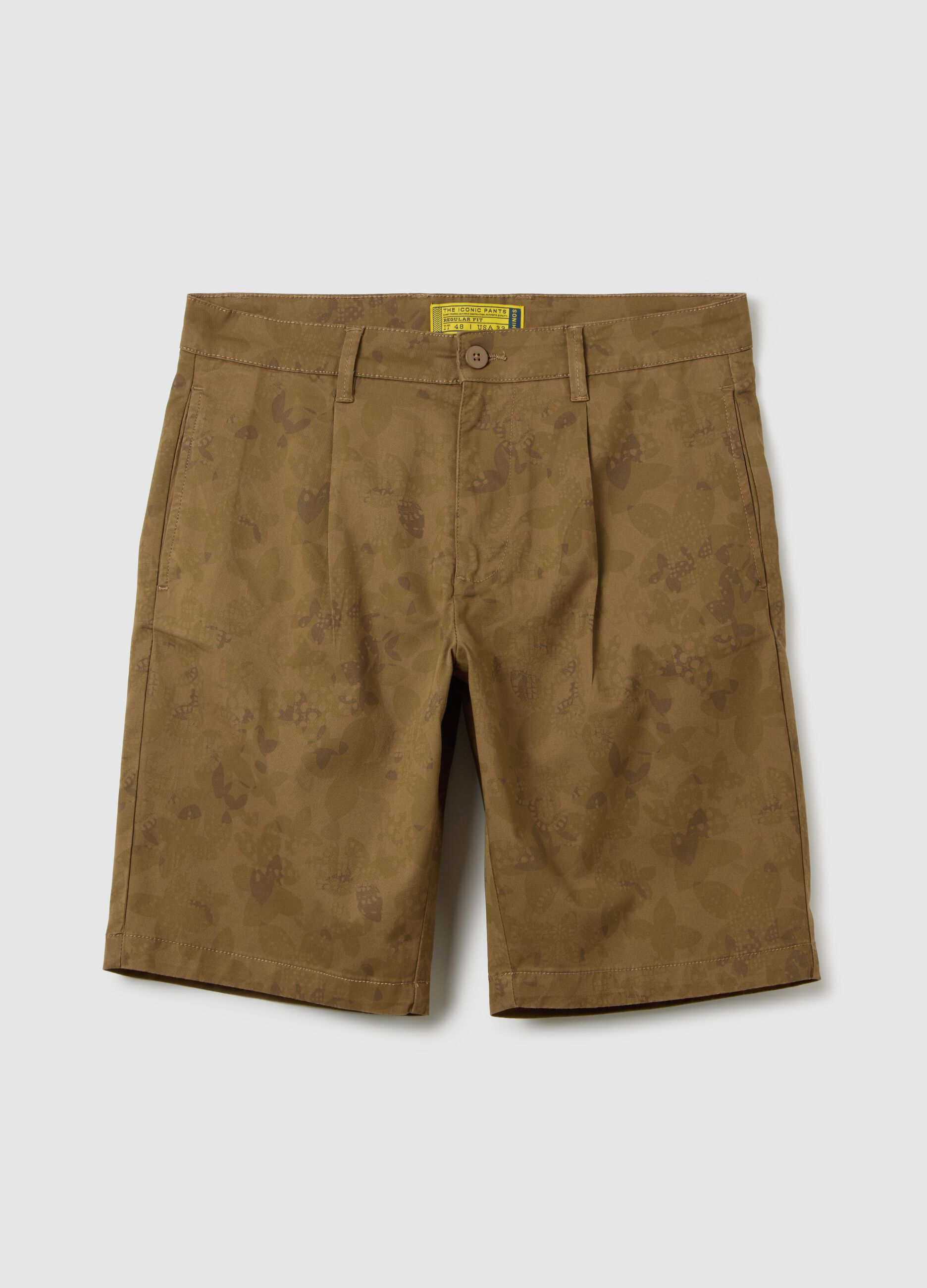 Bermuda da uomo in cotone marrone regular fit
