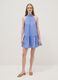 Sky blue pure cotton dress with high neck_1