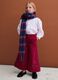 Red velvet wide-leg trousers in stretch cotton with floral embroidery_0