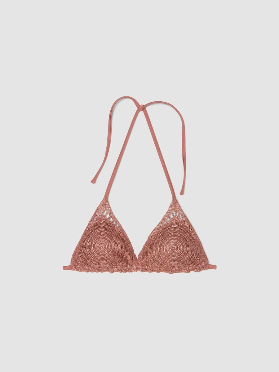 Pink metallic crochet triangle bikini top_4