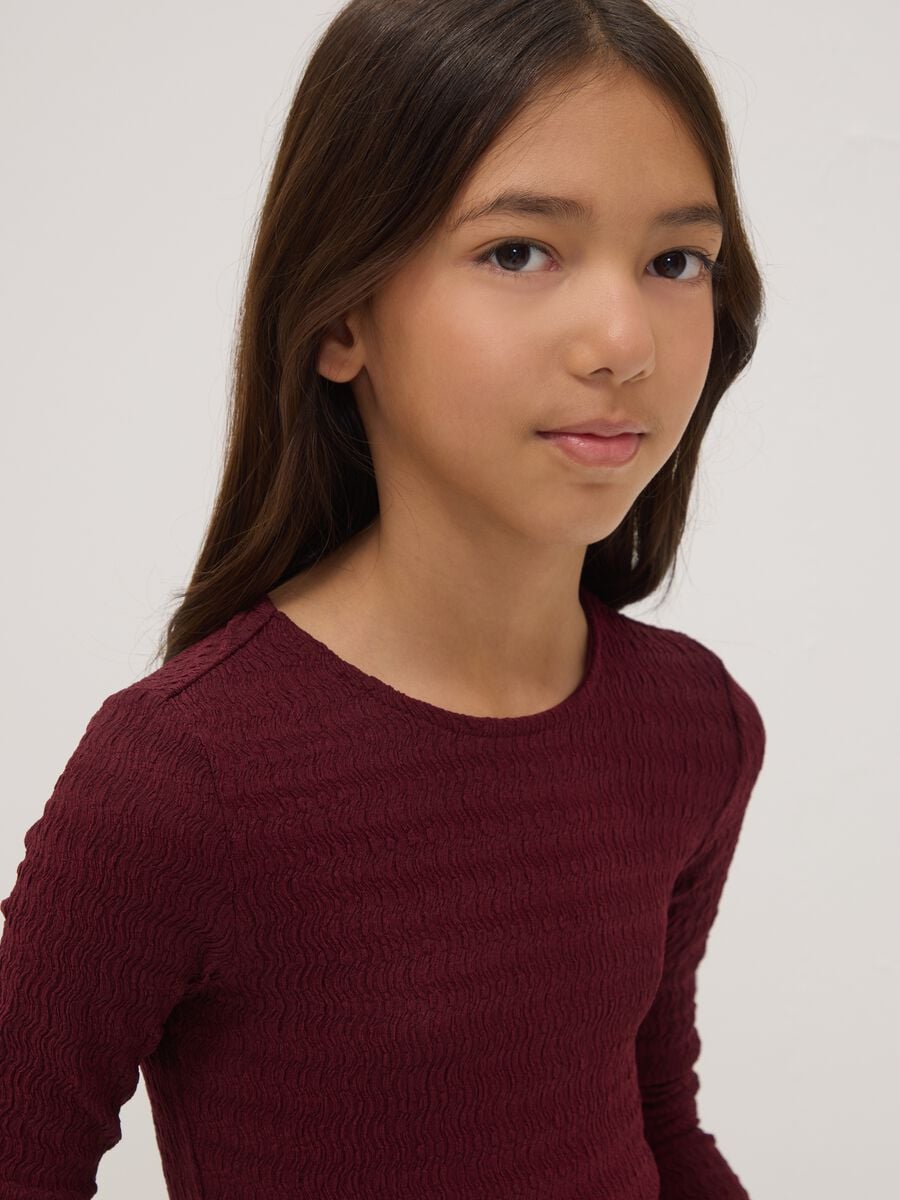 Red long-sleeve stretch crew-neck T-shirt_0