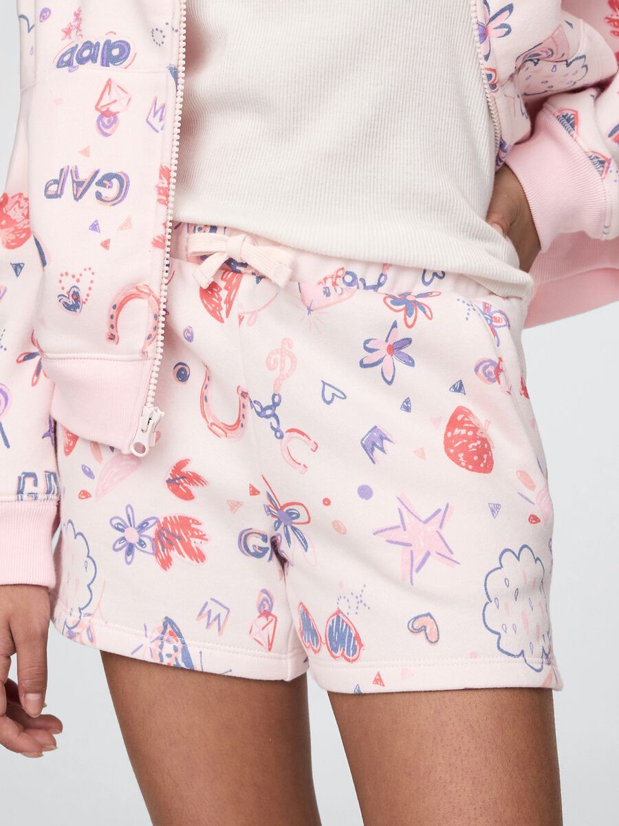 Pink shorts with drawstring and all-over print_3