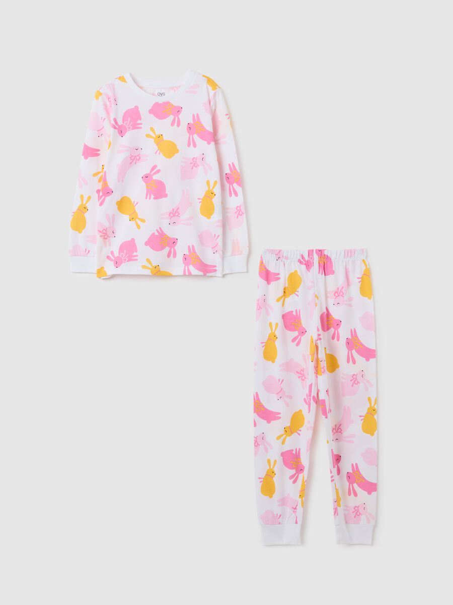 Girls' pyjamas in pure multicolour cotton with regular fit_0