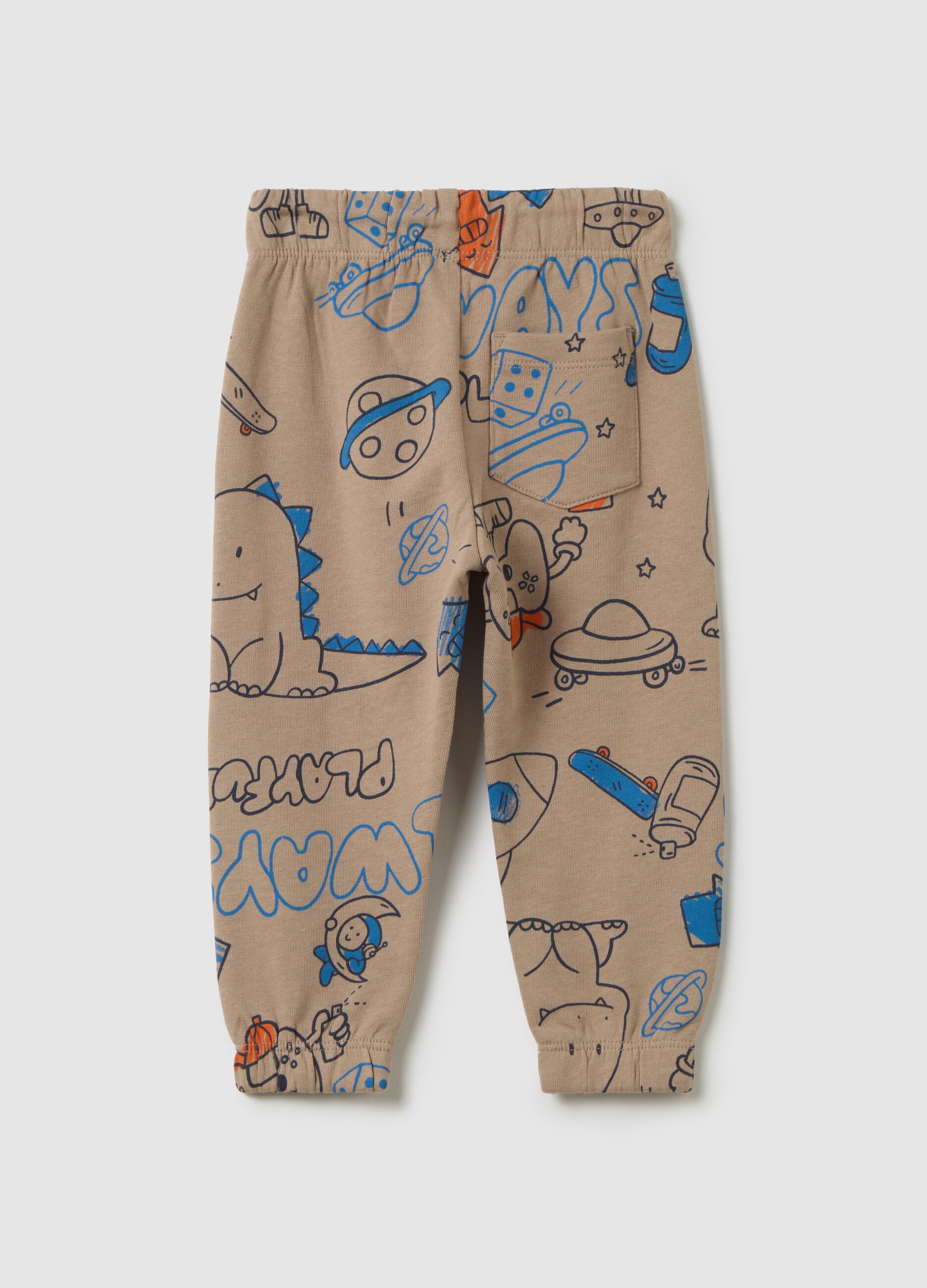 Children's beige cotton joggers