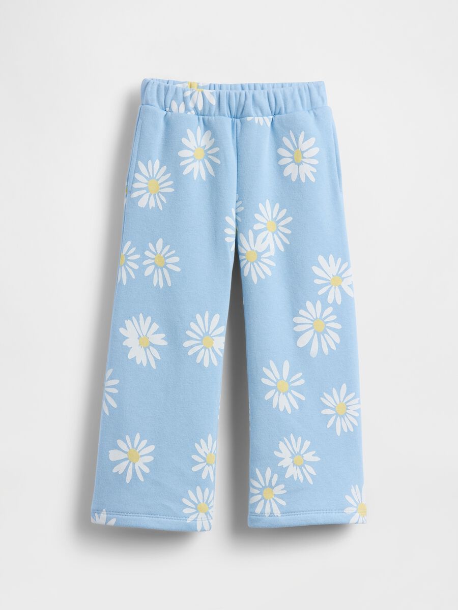 Multicolour cotton blend baby trousers with floral patterns_1