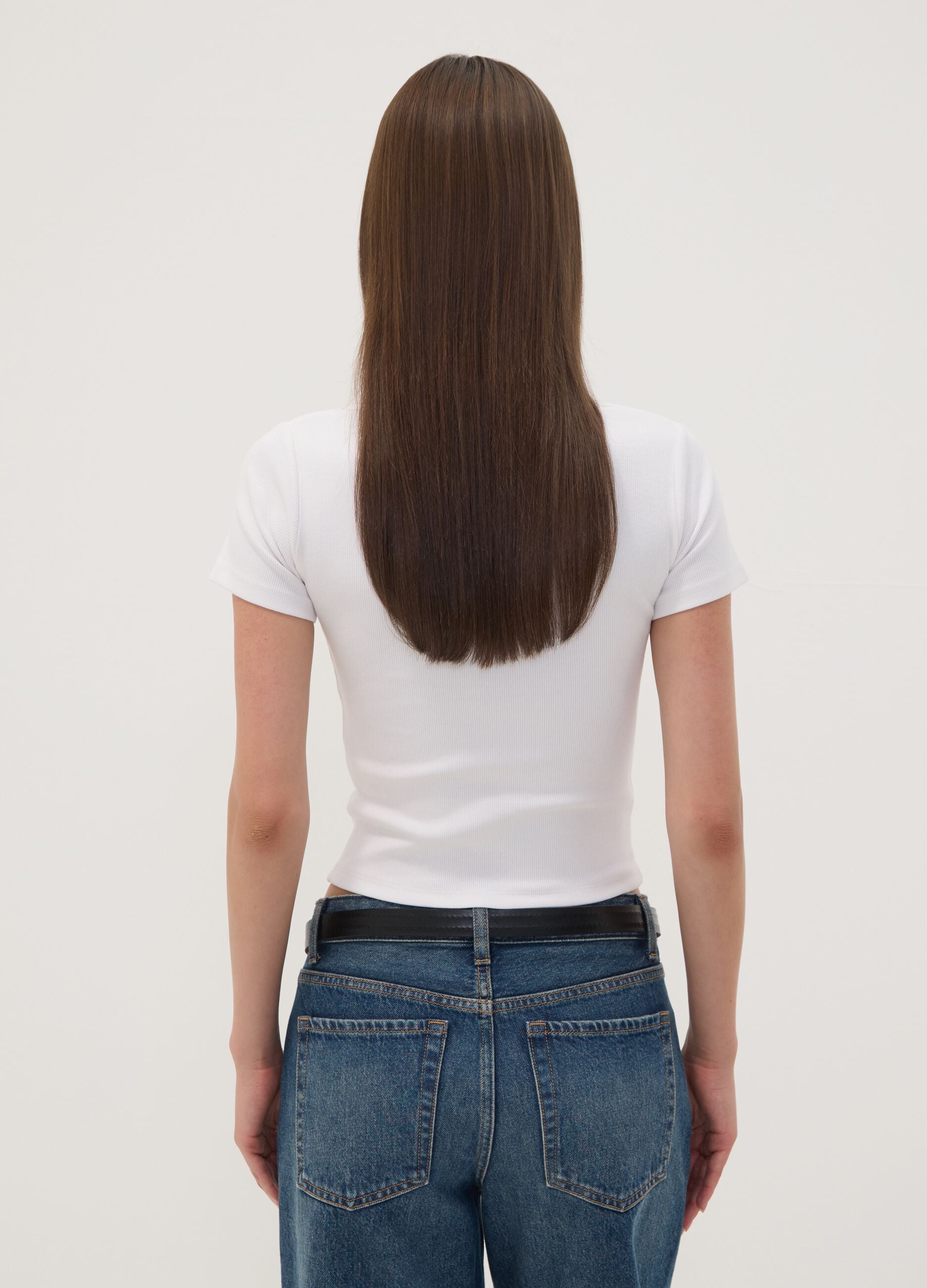 White stretch cotton T-shirt with Rolling Stones print
