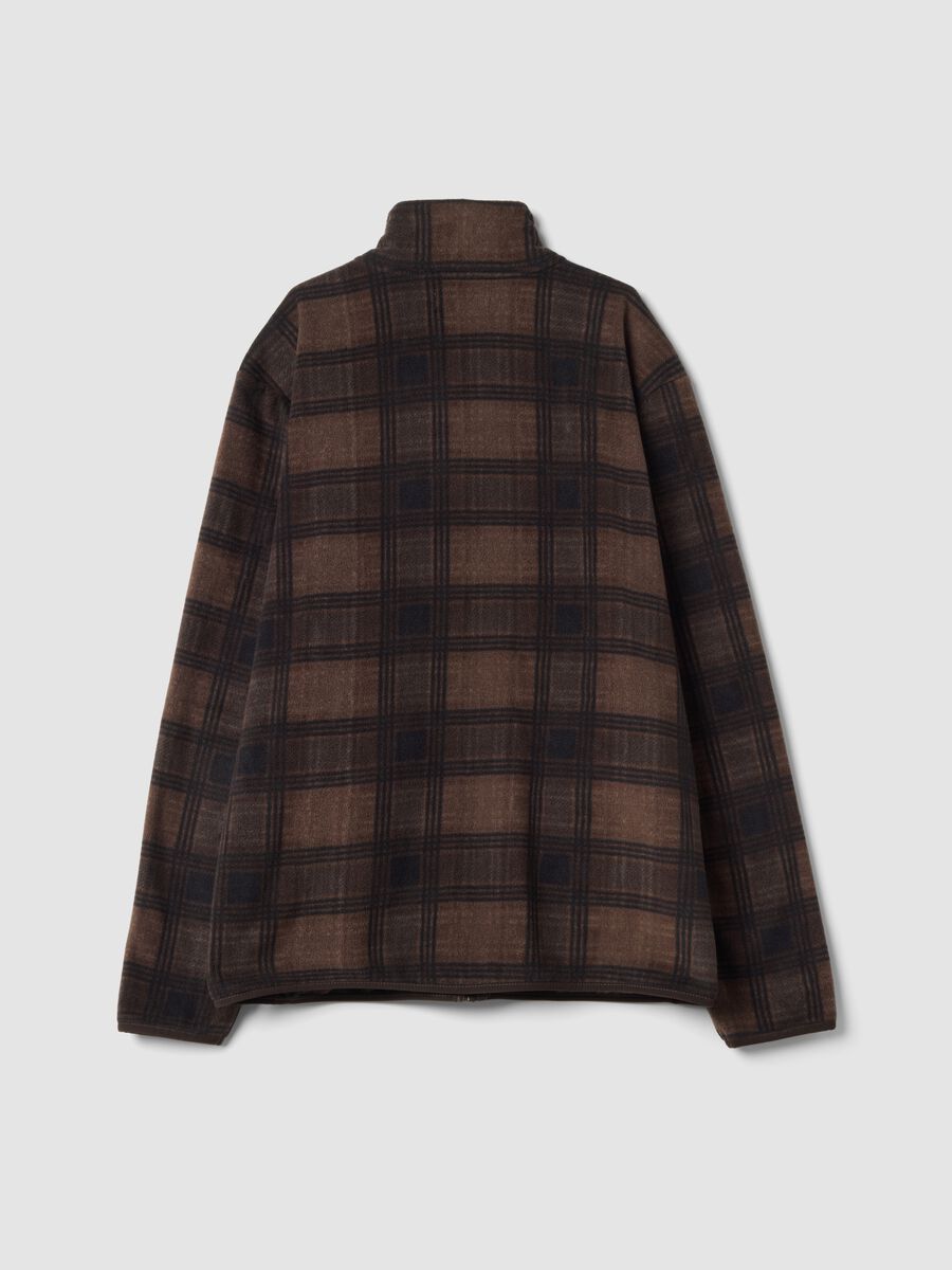 Brown checked fleece sweatshirt with regular-fit fleece collar_2