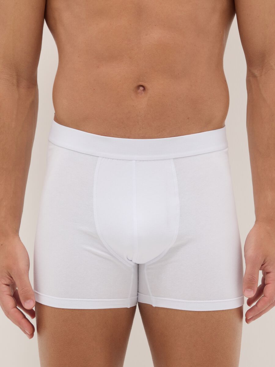 Triple pack of white boxer shorts in stretch cotton, regular fit_1
