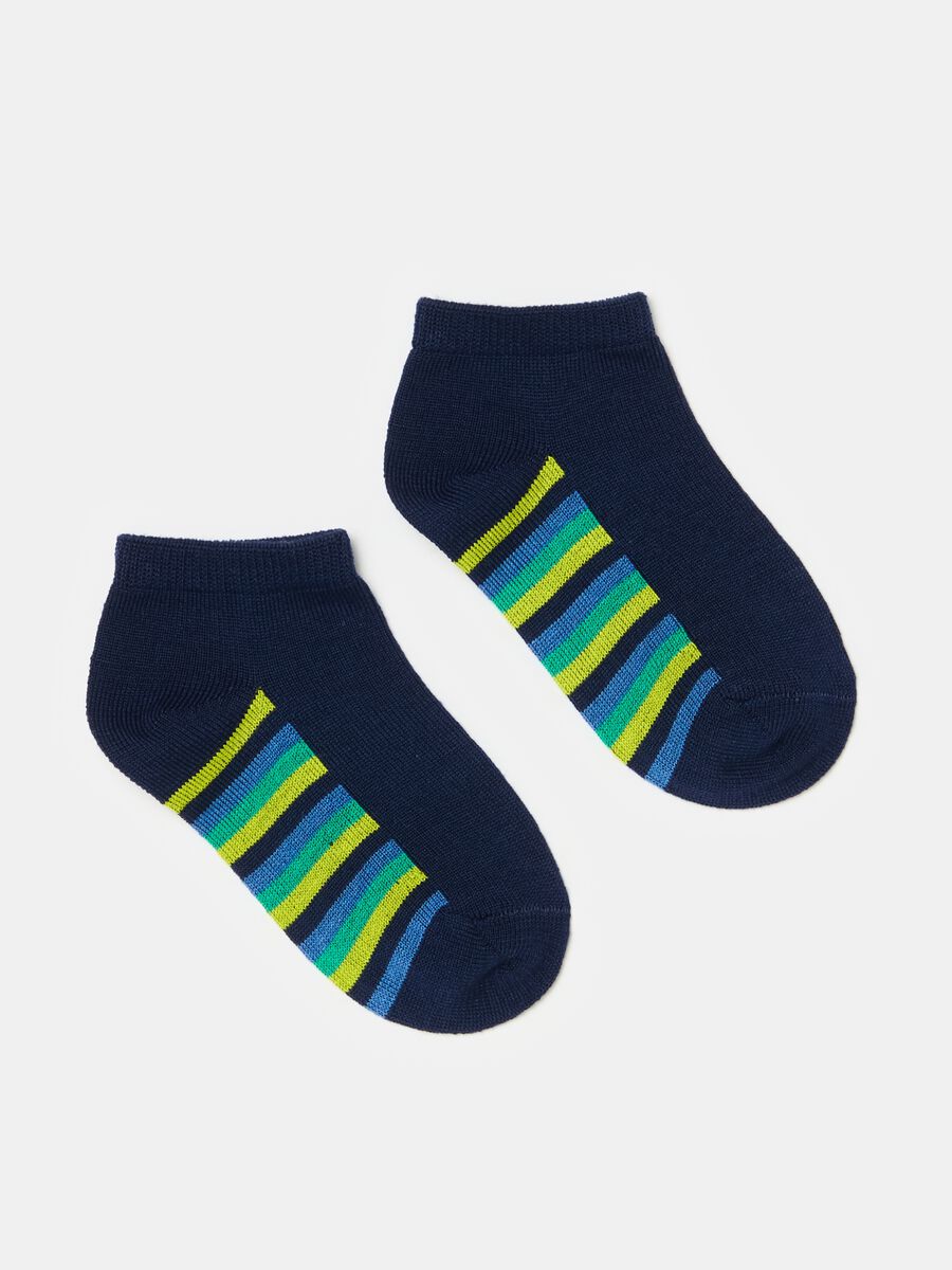 Three-pair pack short stretch socks with striped pattern_1