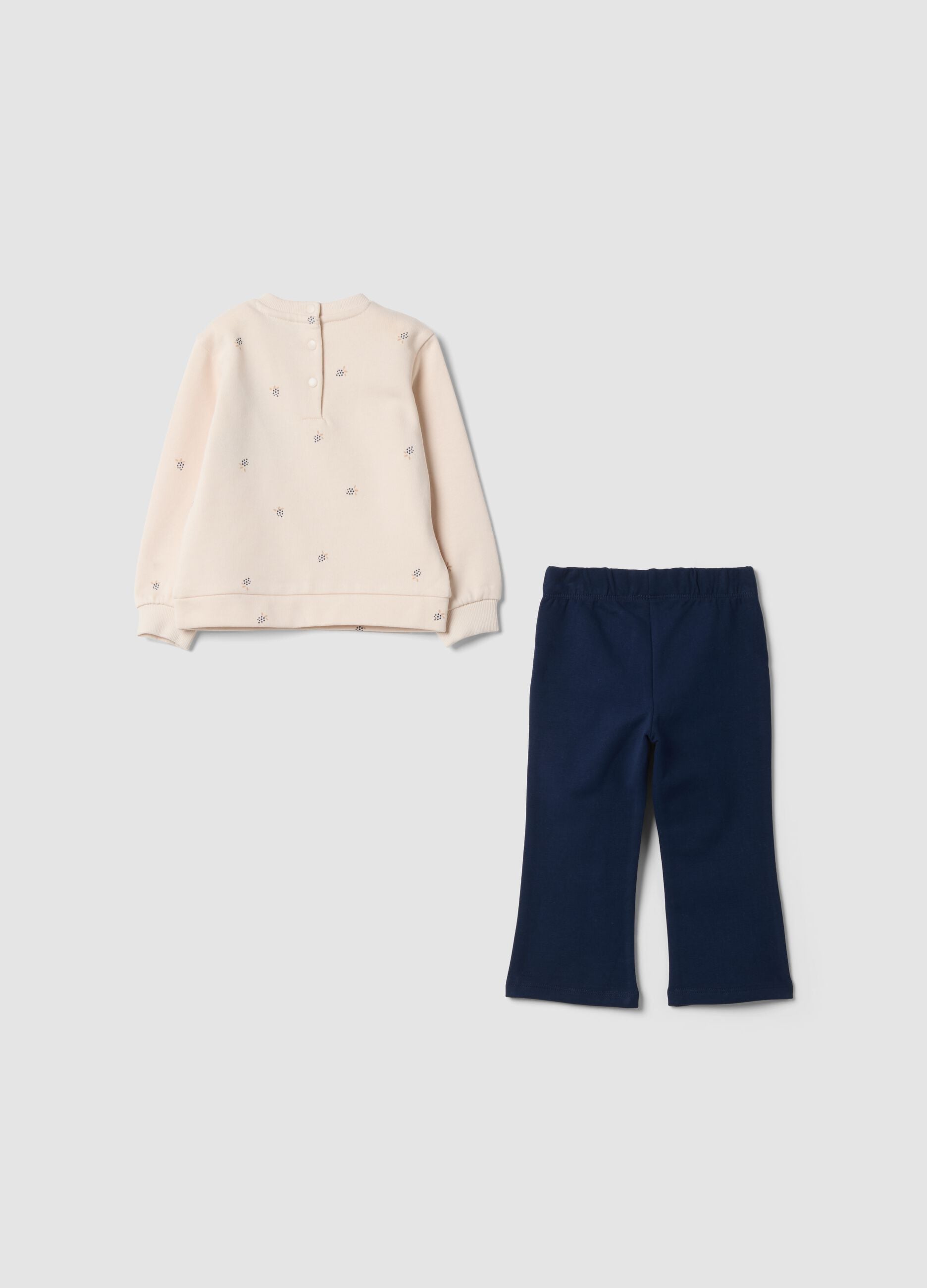 Completo beige in puro cotone con girocollo