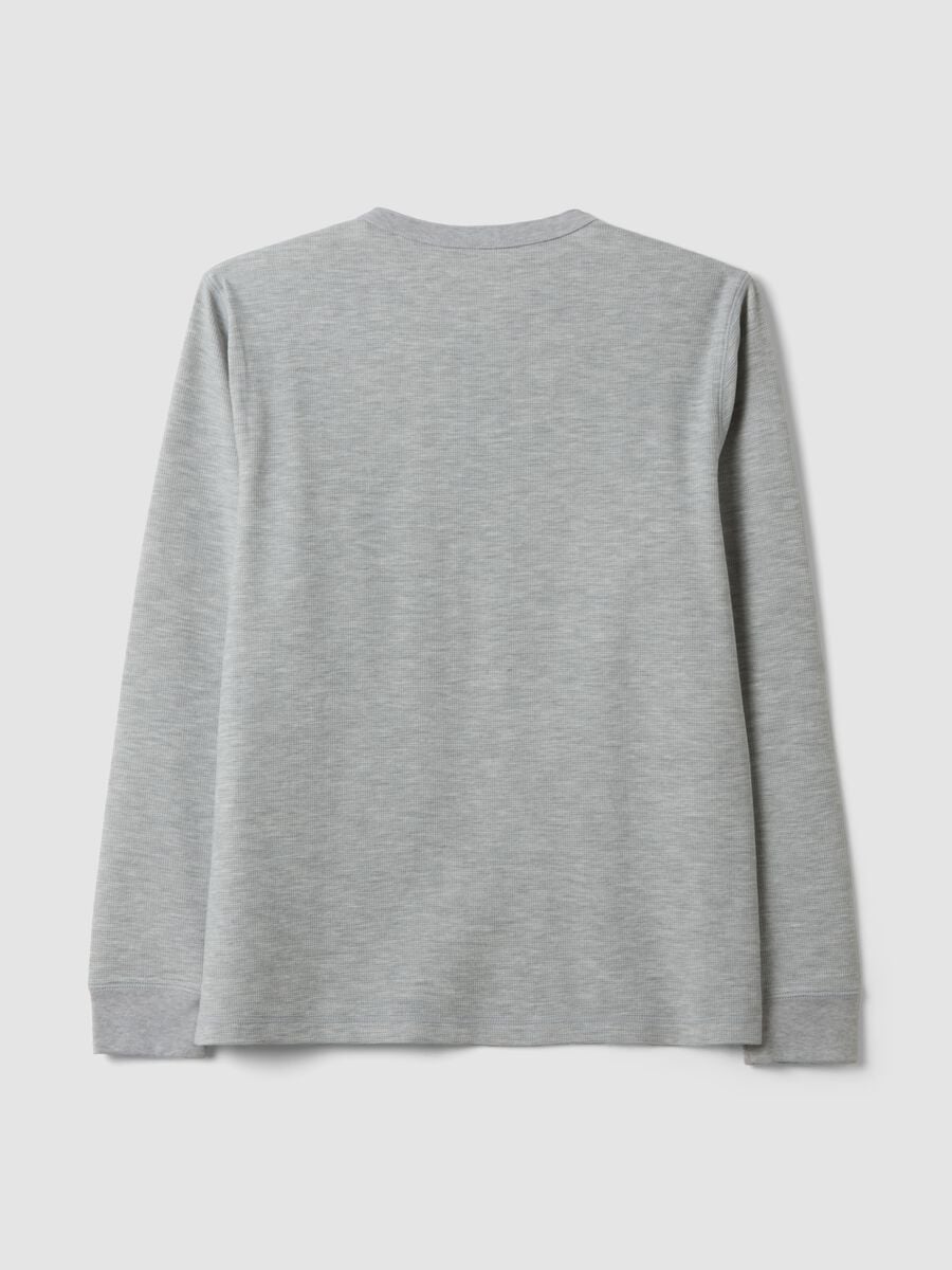 T-shirt grigia in misto viscosa a nido d'ape regular fit_2